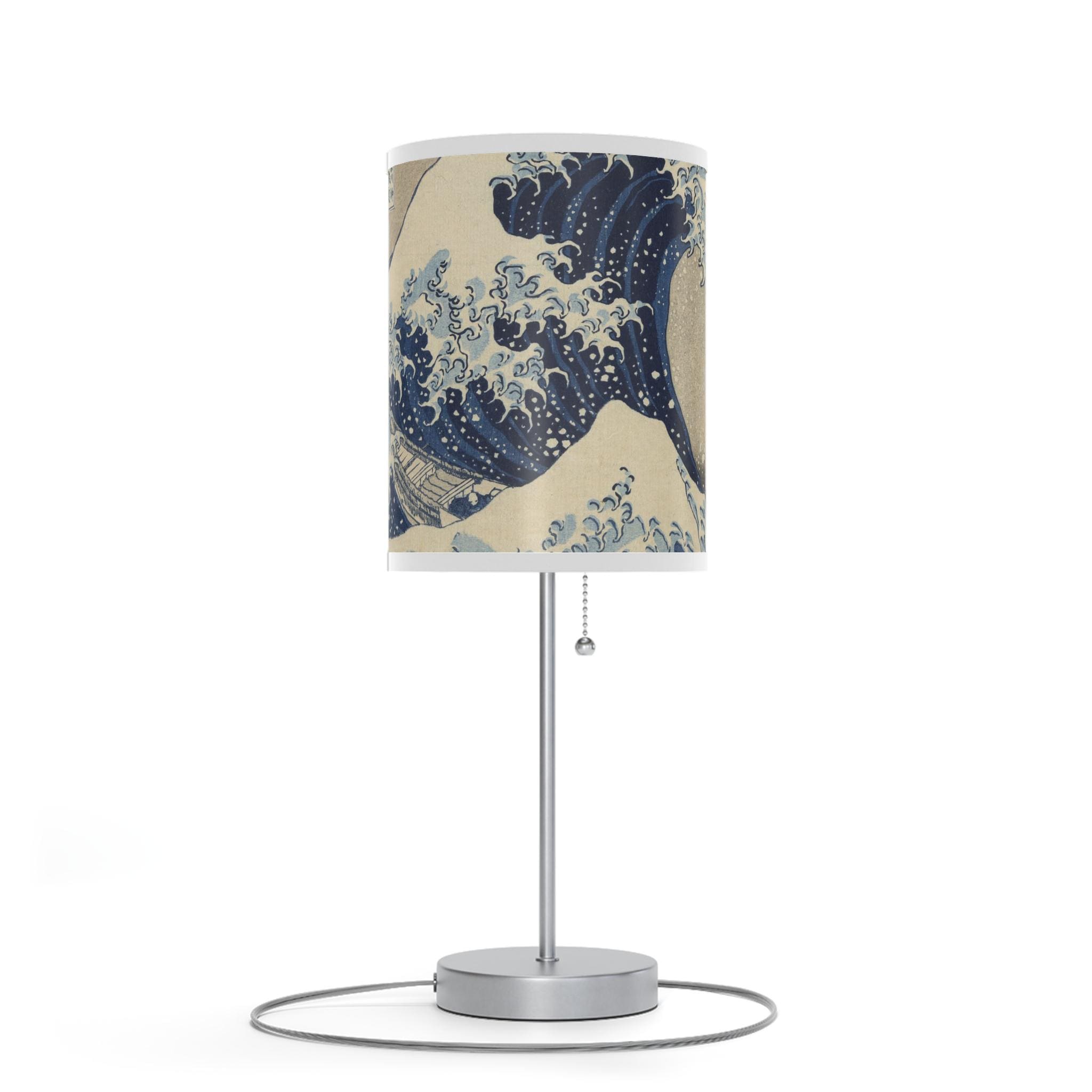 Katsushika Hokusai "The Great Wave off Kanagawa" Table Lamp - Japanese Ukiyo-e Art Light with Mount Fuji - Zen Japandi Home Decor Gift - Detailed view 3 showing the premium acrylic print quality and craftsmanship