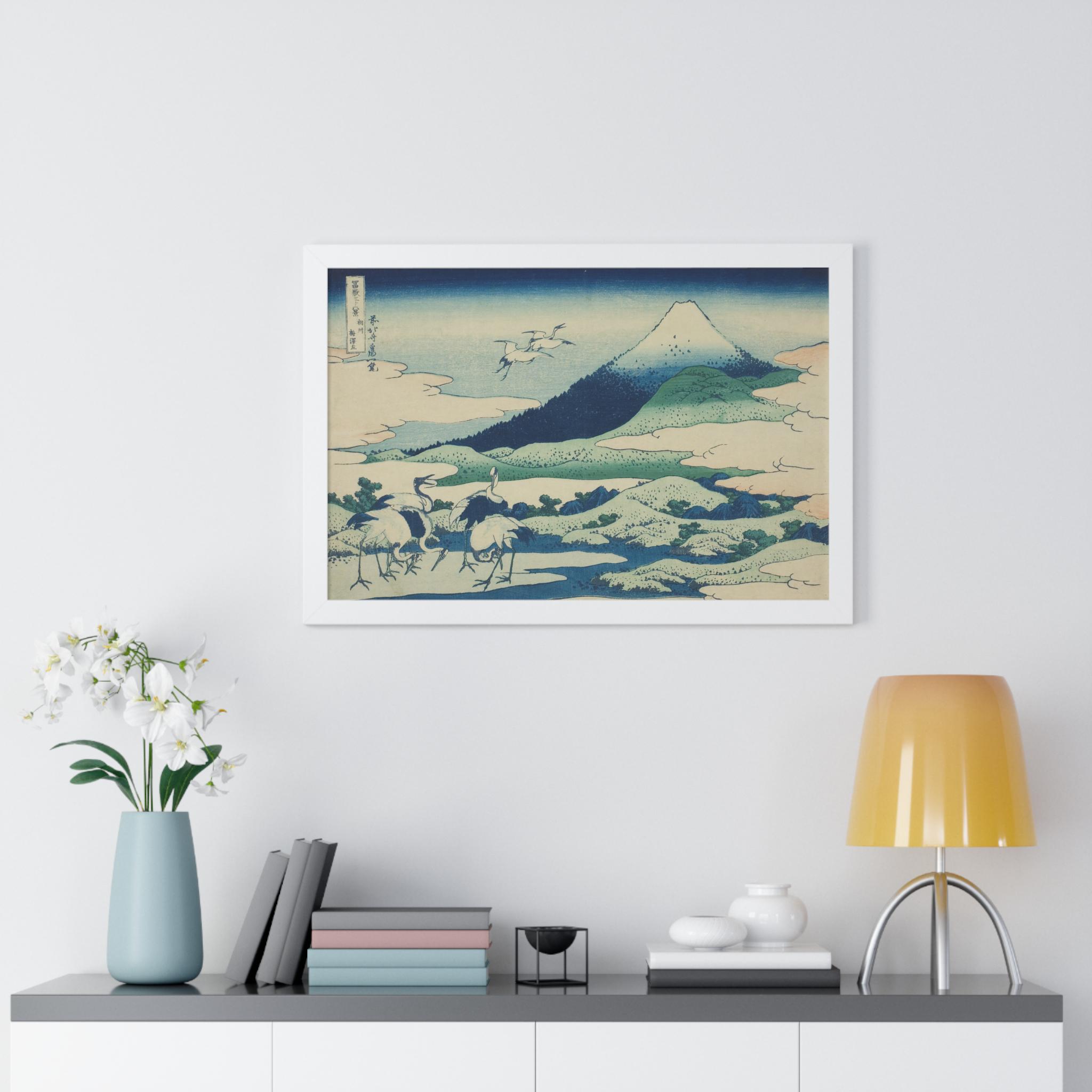 Katsushika Hokusai Framed Poster - Umezawa Marsh in Sagami Province | Japanese Art Print from Thirty-six Views of Mount Fuji - Detailed view 5 showing the premium acrylic print quality and craftsmanship