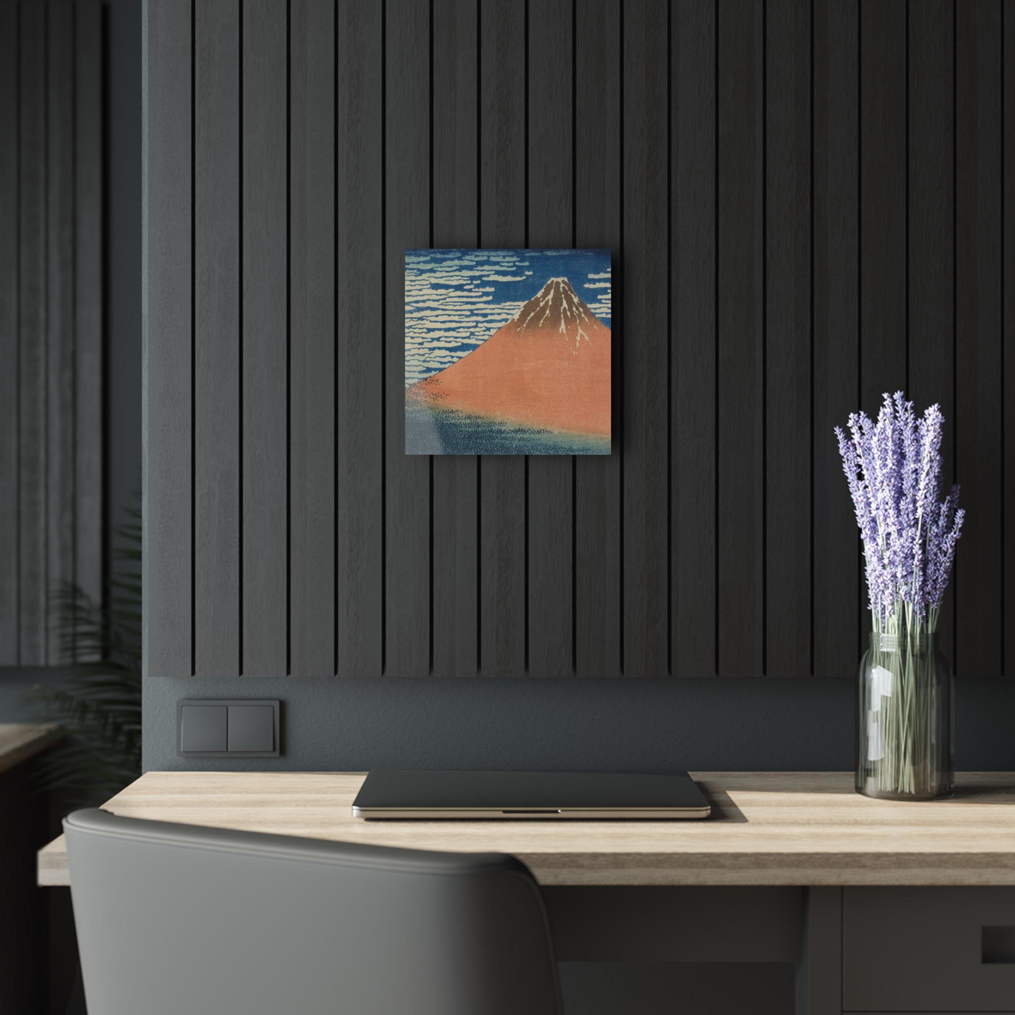 Red Fuji by Katsushika Hokusai - Premium Acrylic Wall Art Print | Iconic Ukiyo-e Masterpiece, Japandi Zen Decor for Home or Office - Detailed view 2 showing the premium acrylic print quality and craftsmanship