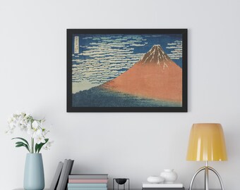 Red Fuji by Katsushika Hokusai - Framed Horizontal Poster From