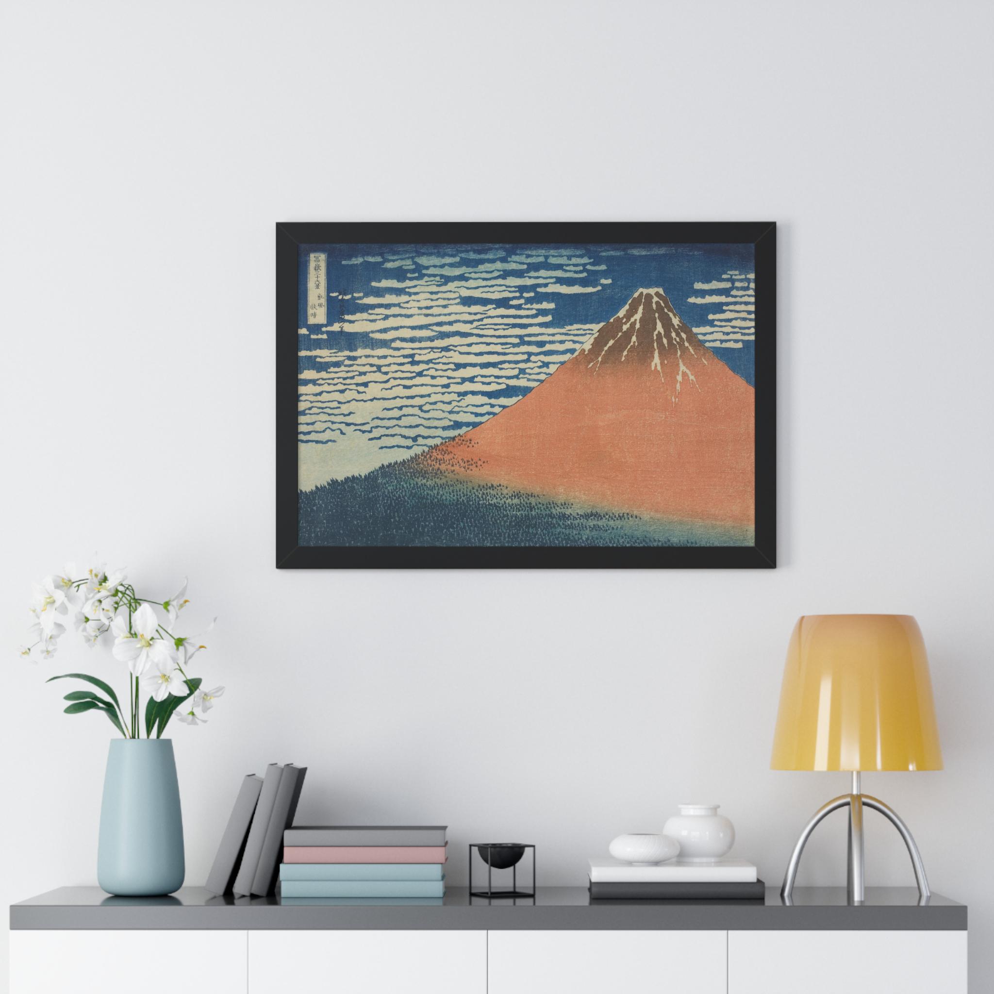 Red Fuji by Katsushika Hokusai - Framed Horizontal Poster from Thirty-six Views of Mount Fuji - Detailed view 3 showing the premium acrylic print quality and craftsmanship
