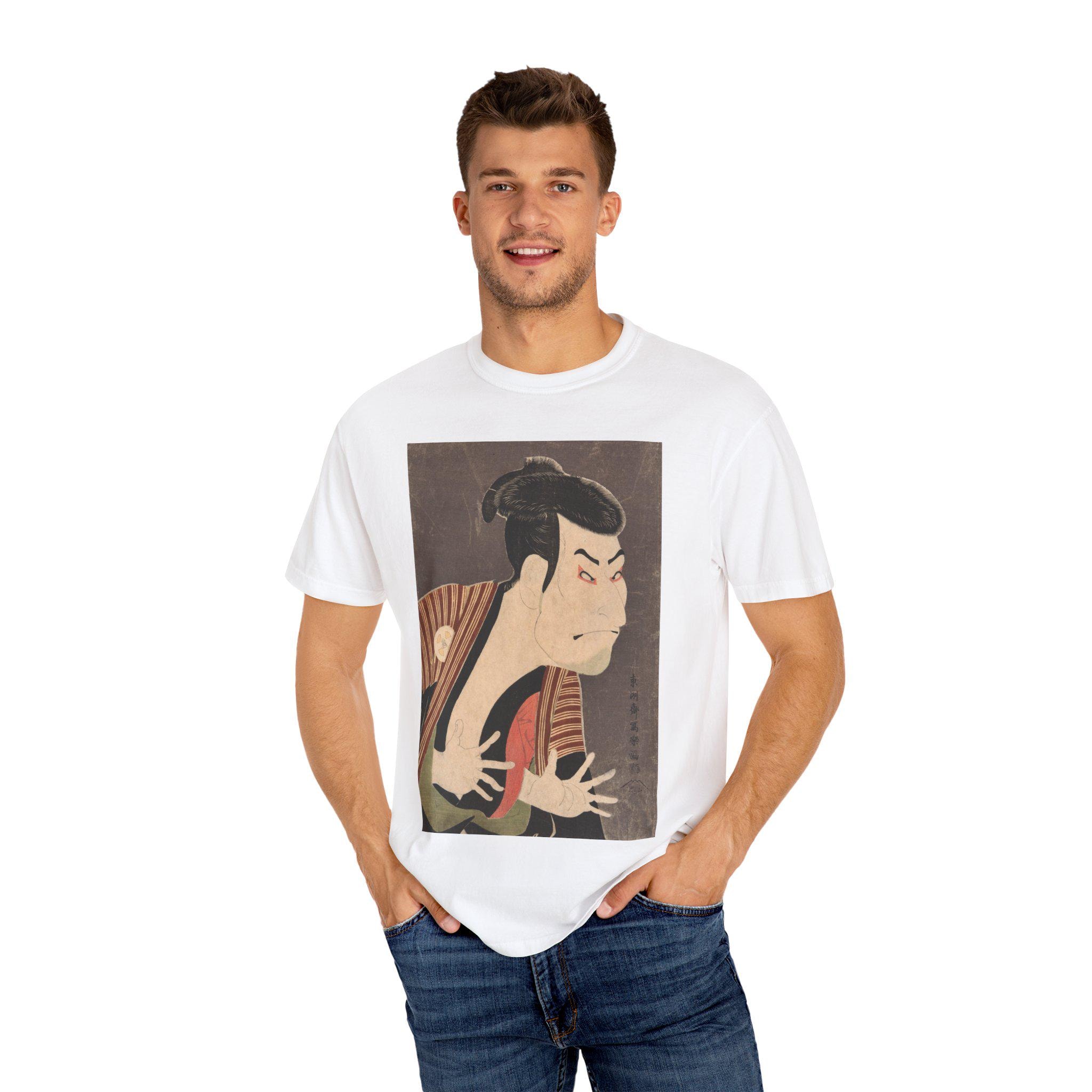 Theater Legend in Motion - Toshusai Sharaku's Otani Oniji III Actor Portrait T-shirt (1794, Japan) - Unisex Garment-Dyed Tee - Detailed view 8 showing the premium acrylic print quality and craftsmanship