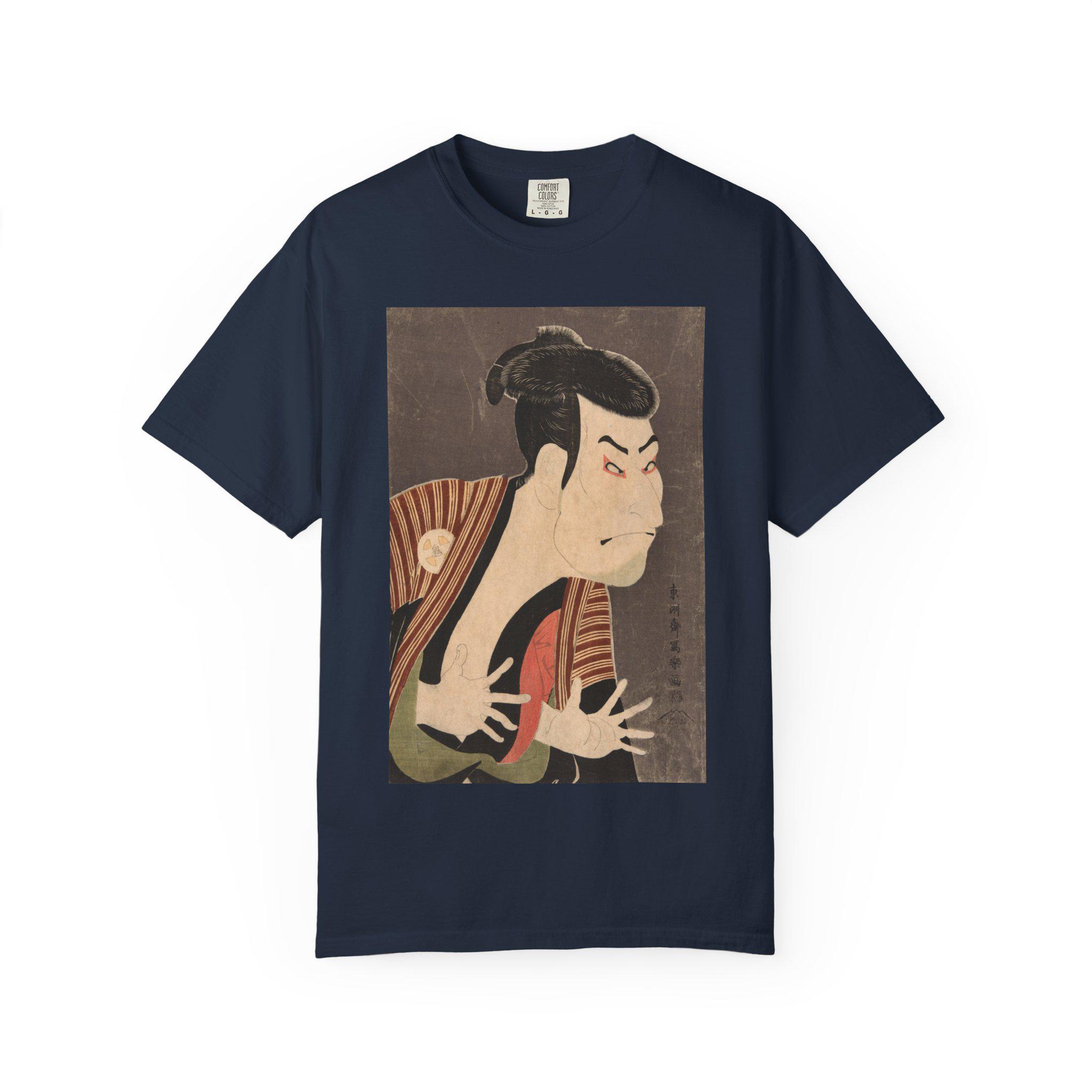 Theater Legend in Motion - Toshusai Sharaku's Otani Oniji III Actor Portrait T-shirt (1794, Japan) - Unisex Garment-Dyed Tee - Detailed view 6 showing the premium acrylic print quality and craftsmanship