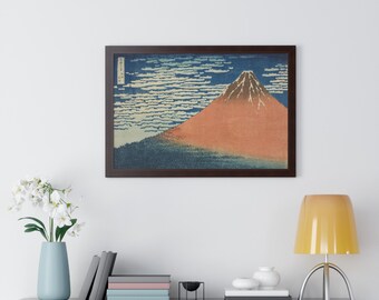Red Fuji by Katsushika Hokusai - Framed Horizontal Poster From