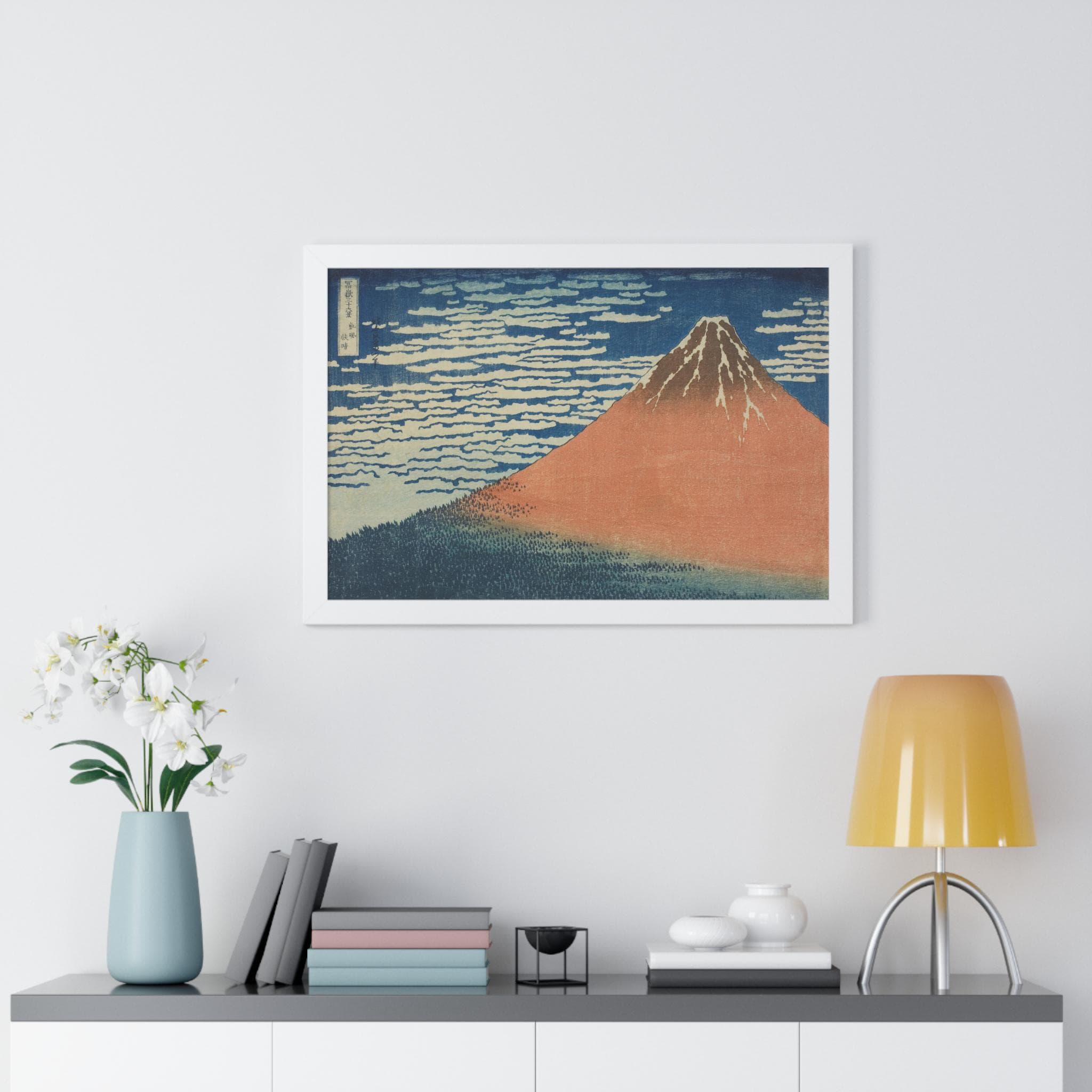 Red Fuji by Katsushika Hokusai - Framed Horizontal Poster from Thirty-six Views of Mount Fuji - Detailed view 5 showing the premium acrylic print quality and craftsmanship
