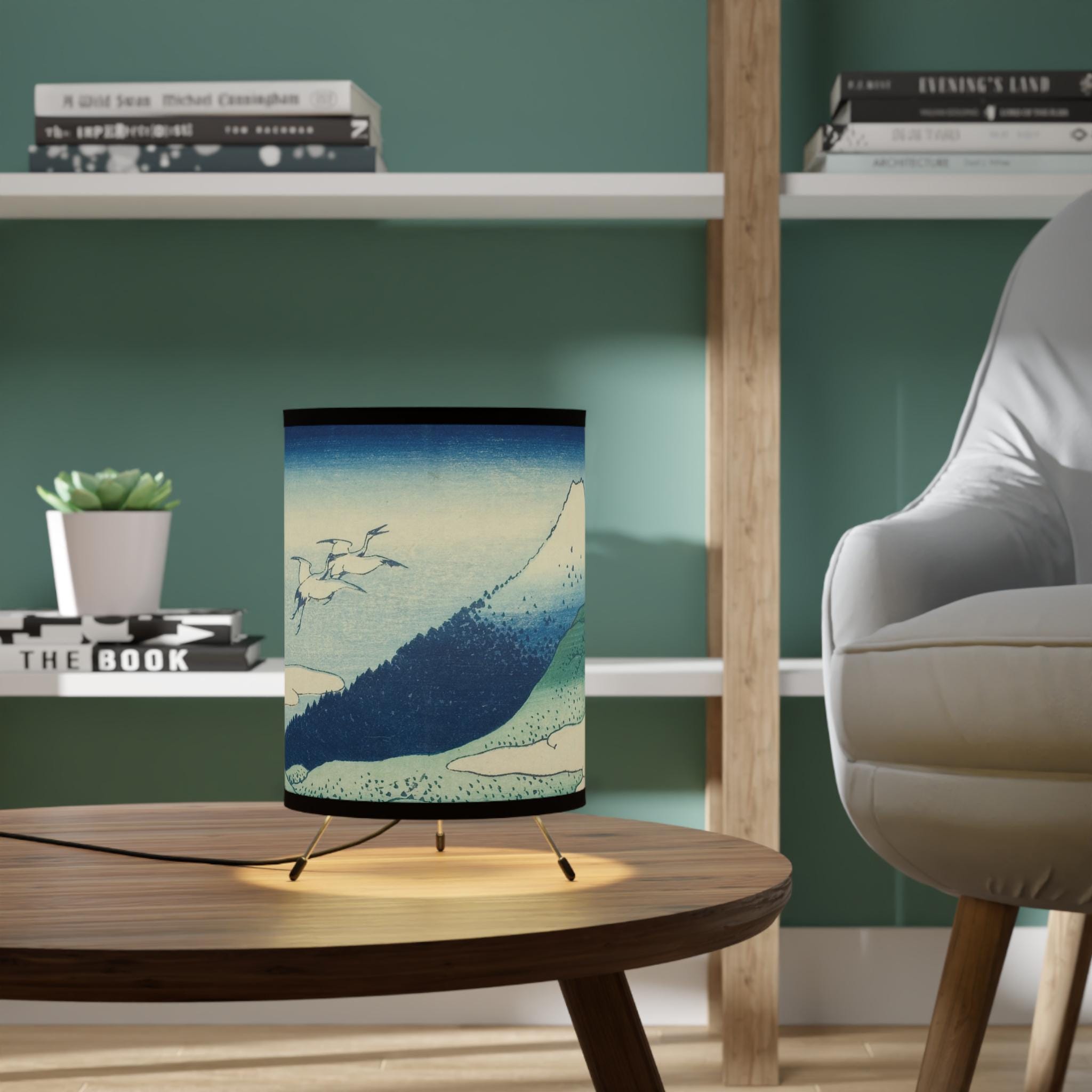 Umezawa Marsh Tripod Lamp - Japanese Ukiyo-e Light Featuring Katsushika Hokusai's Fuji Landscape for Japandi Zen Interiors & Cultural Gifts - Detailed view 7 showing the premium acrylic print quality and craftsmanship