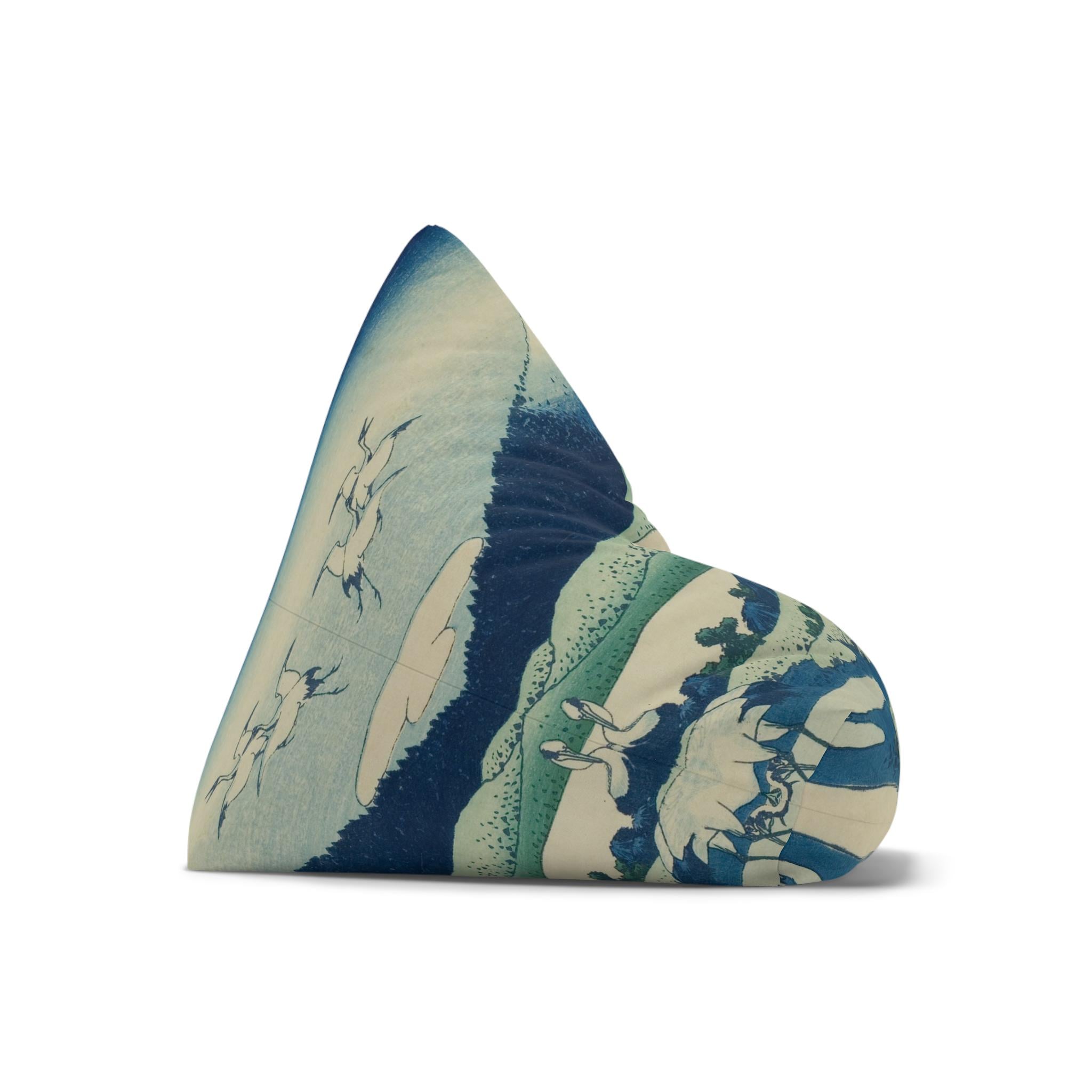 Umezawa Marsh Bean Bag Chair Cover - Ukiyo-e Art by Katsushika Hokusai, Japandi Style Decor - Cover Only, No Filling Included - Detailed view 5 showing the premium acrylic print quality and craftsmanship