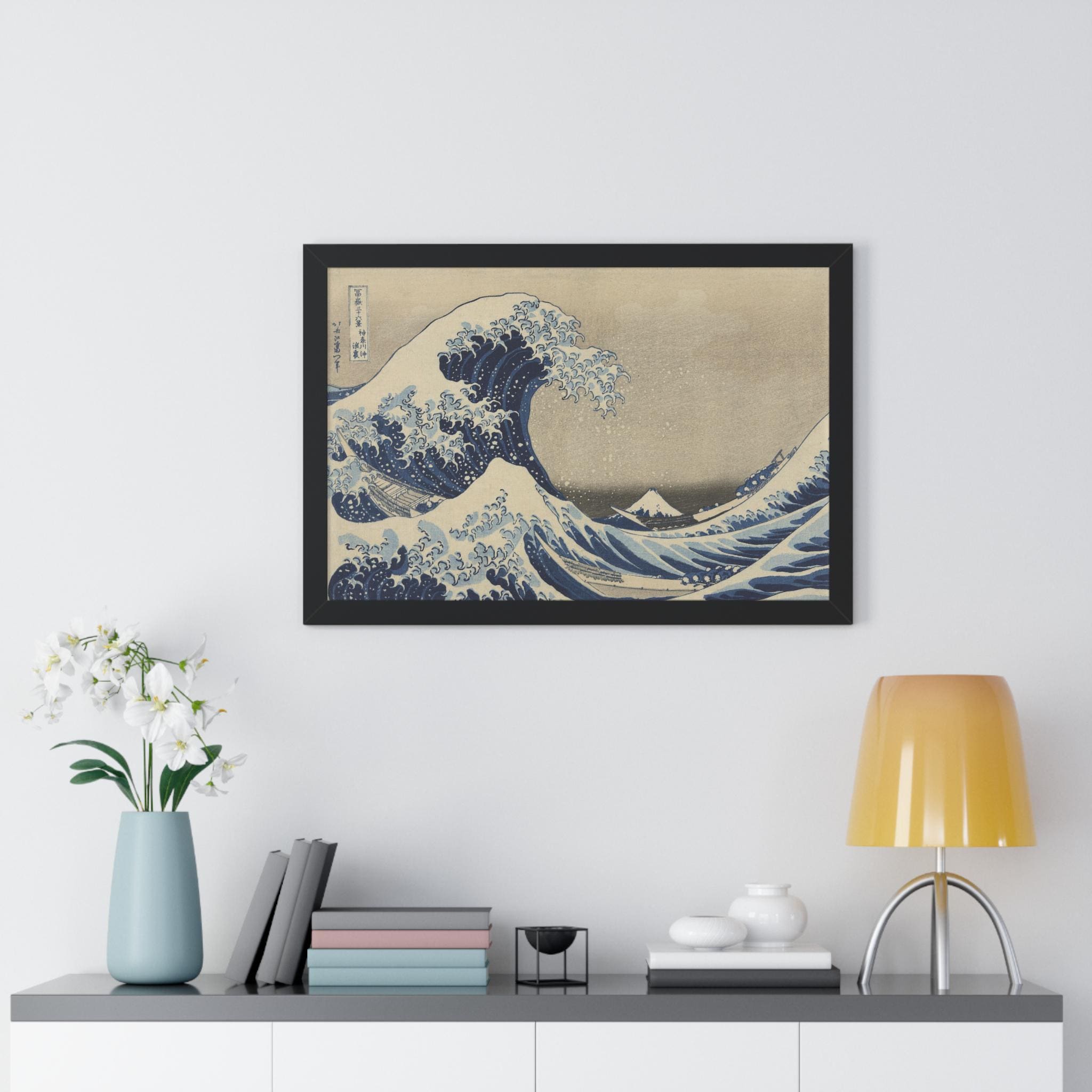 The Great Wave by Katsushika Hokusai - Framed Horizontal Poster Wall Art (1830-33) - Detailed view 3 showing the premium acrylic print quality and craftsmanship