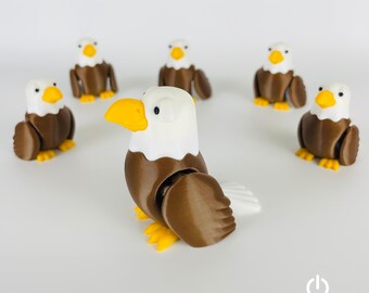 Cute Bald Eagle Articulated / 3D Print Instant Download/3D Printed Toy/3d printed Bald Eagle/articulated Bald Eagle