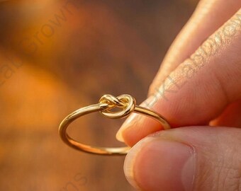 Gold Knot Ring, Dainty Stackable Ring, Classic Engagement Band, Minimalist Love Knot Ring, Simple Everyday Jewelry Gift 10K Yellow Gold Ring