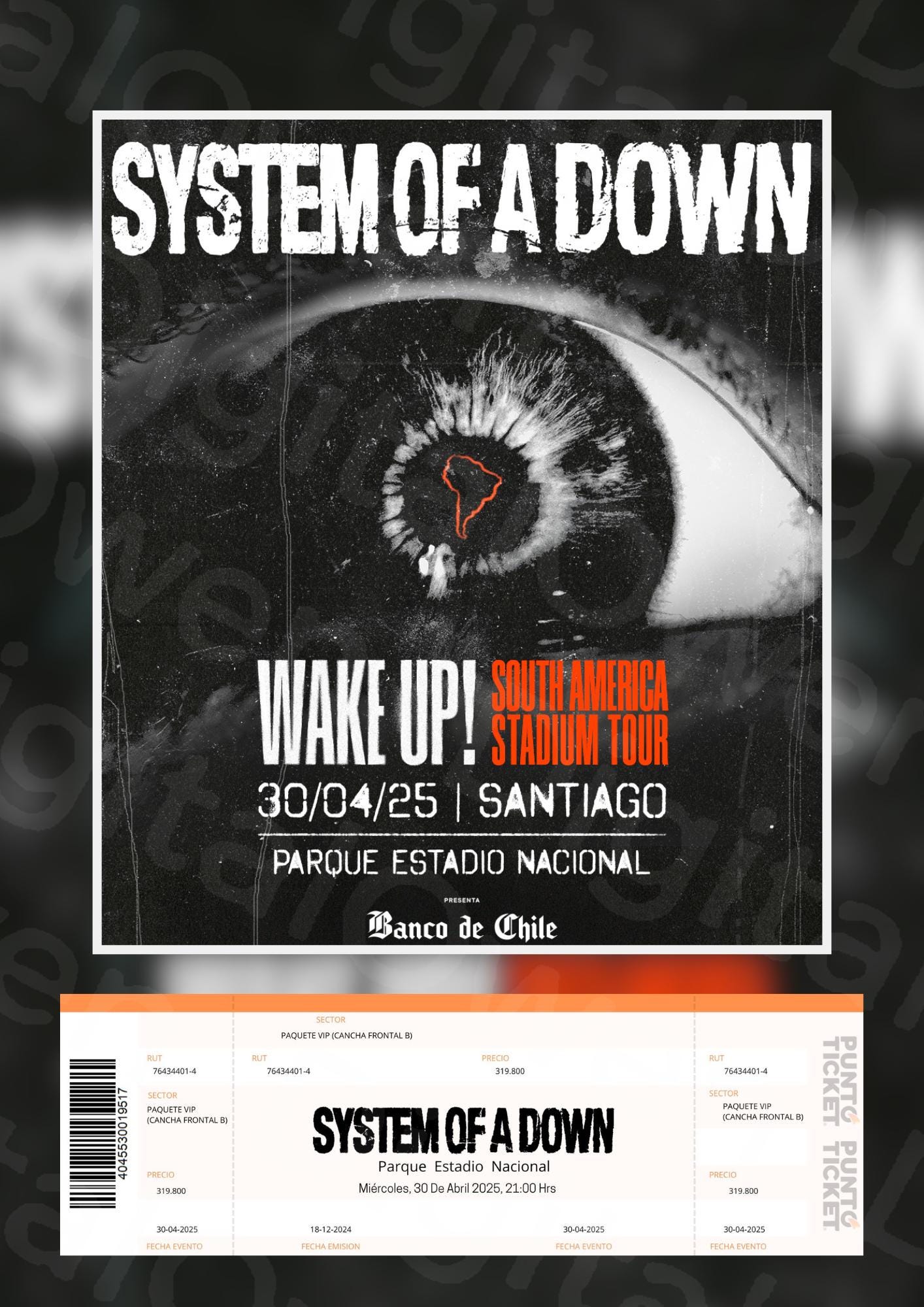 System of a Down Chile Concert Souvenir, SOAD Chile Concert