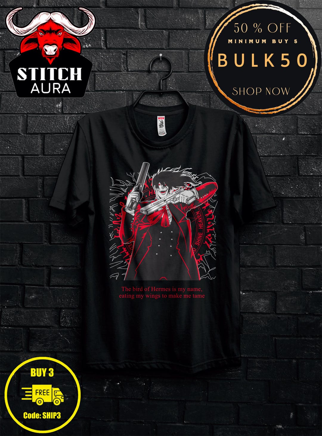 Alucard Hellsing Ultimate Cosplay Tshirt Gift,gothic Hellsing