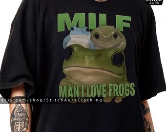 Man I Love Frogs Gift Shirt For Man,Funny Frog Meme Graphic Tee For Him,Vintage Bootleg Toad Y2K TShirt,Retro Frog Meme Lover Gift Toad Fans