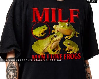 Ich liebe Frösche – Geschenkidee: Bootleg-Shirt für Männer, lustiges Frosch-Meme-T-Shirt für ihn, Vintage-Kröte-Y2K-Geschenk, Retro-Frosch-Meme-Geschenk für Krötenfans