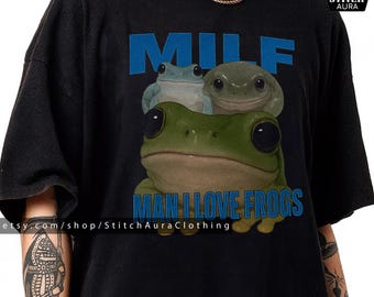 Man I Love Frogs Gift Shirt For Man,Funny Frog Meme Graphic Tee For Him,Retro Frog Meme Lover Gift Toad Fans,Vintage Bootleg Toad Y2K TShirt