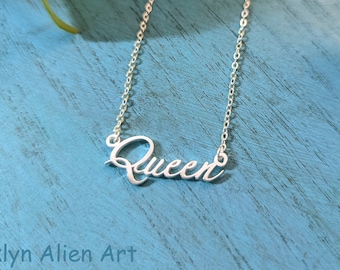 Queen Necklace Jewelry, LGTBQ Pride Month, Prom Queen, Drama Queen, Drag Queen, Gift for Her, Queen Bee, Black Queen, Pronoun Necklace