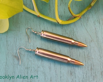 Bullet Shell Earrings, Silver 223 Bullets, Bullet Jewelry, Gift for Wife, Gift for Girlfriend, Bullet Earrings, Unique Jewelry Gift