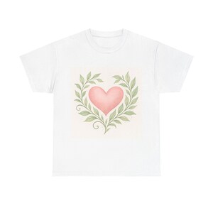 Heartfelt Unisex Heavy Cotton Tee, Casual Shirt, Gift for Her, Love Tee, Plant Lover Shirt, Valentine&#39;s Day Gift