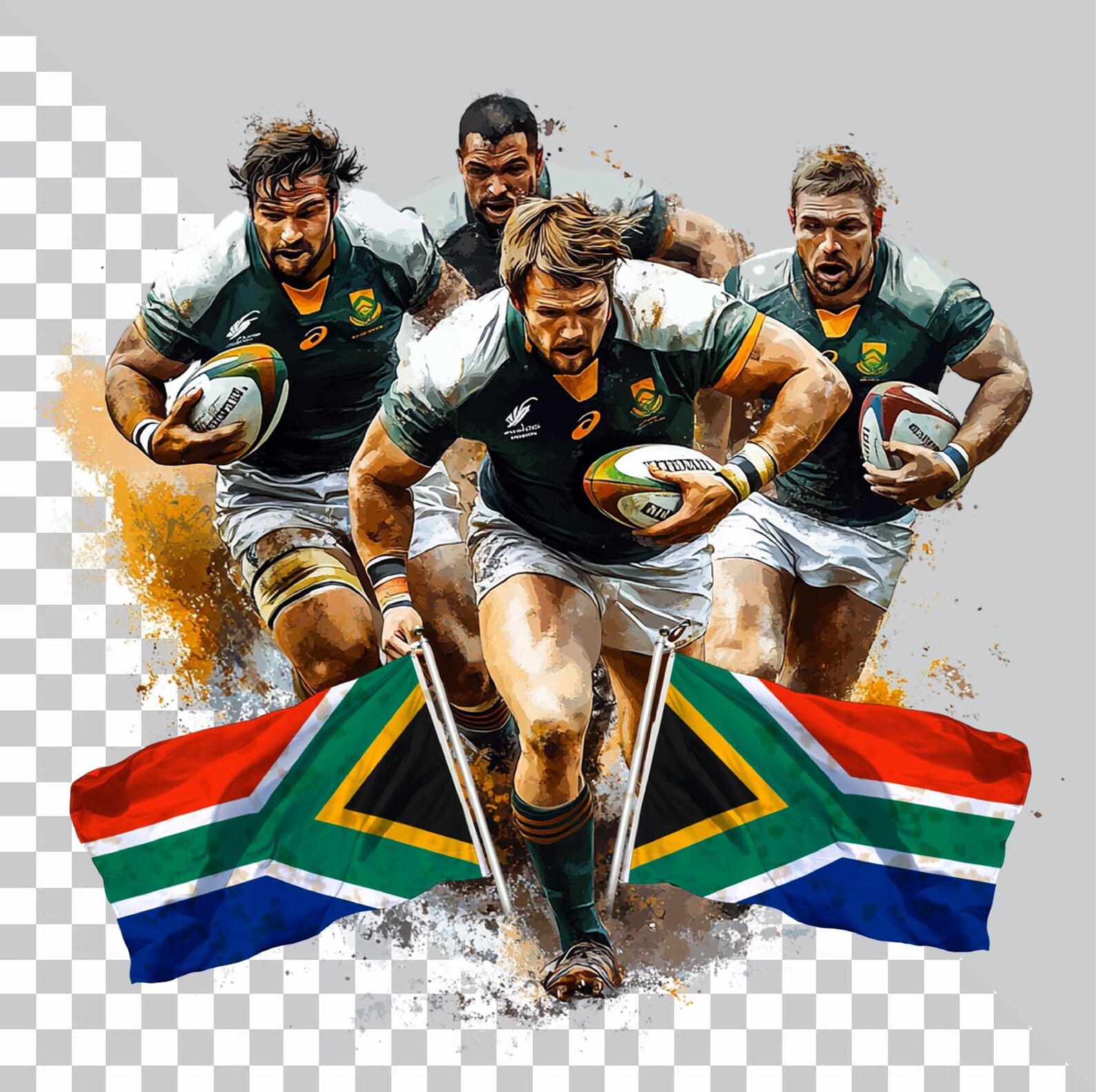 South African Rugby Clipart, Rugby Team PNG, Rainbow Nation, Junk ...