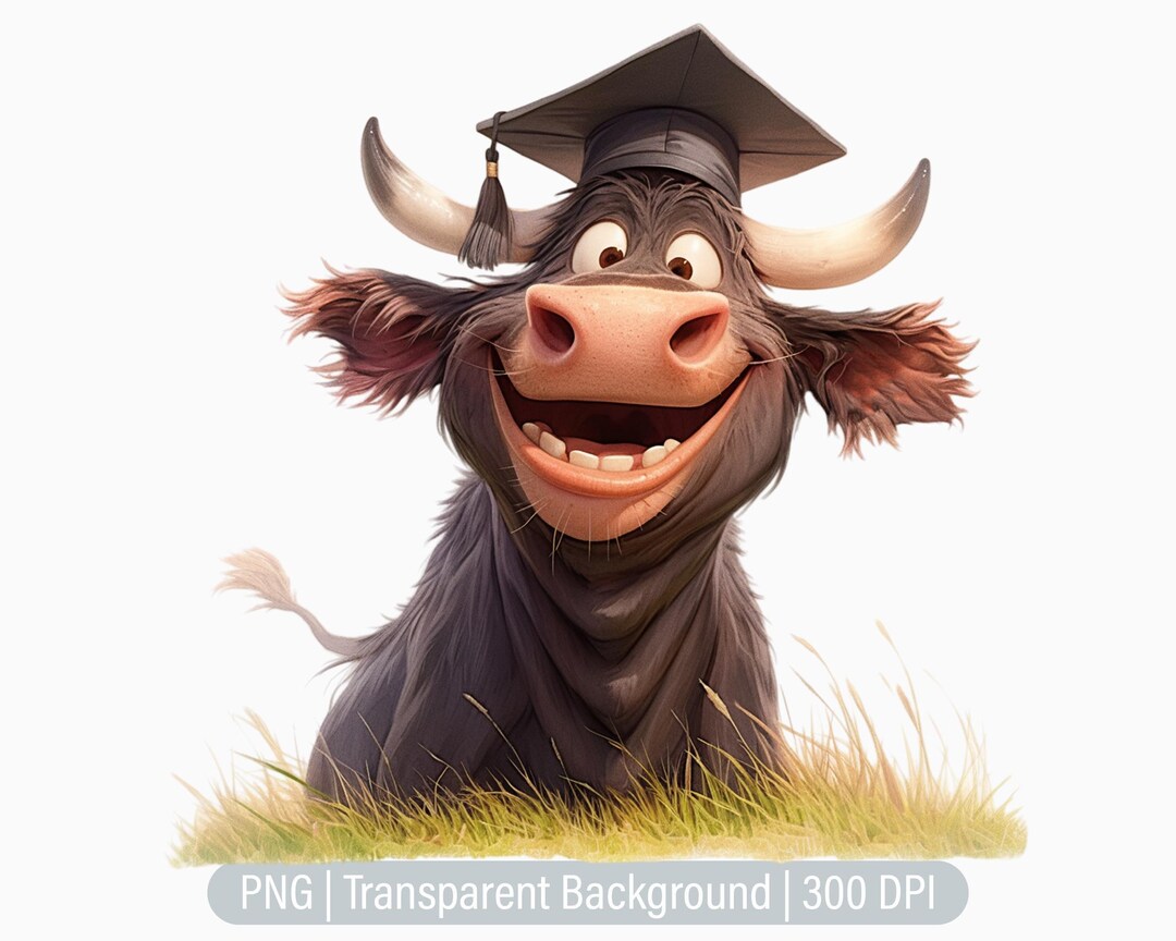 Graduation Cow Clipart, Quirky Farm Animals PNG, Funny Cow, Junk ...