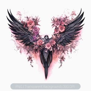 Dark Angel Wings clipart, Wings clip art, Floral wing clipart, Paper Crafts, Junk Journals, Scrapbooks, Wings Clipart Graphics, Wings Prints