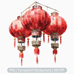 Chinese Lantern Clipart, Red Lantern png, Floral Lantern, Junk Journals, Scrapbooking, Sublimation Graphics, Transparent png, Art Prints