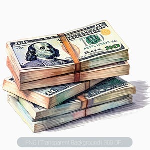 Money Dollar Bills Clipart, Money Stack Cash Png, Roll Of Money Png, Printable Sublimation Graphics, transparent background Wall Art Prints