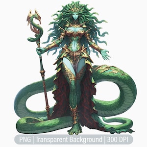 Medusa Clipart, Snake Hair Woman, Mythical Creatures, Monster PNG, Junk Journal, Scrapbooking, Printable Sublimation Graphic, Commercial Use