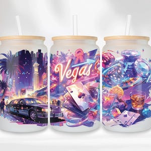 Rivestimento per lattine in vetro del casinò di Las Vegas, lattina in vetro da 16 once per dadi da poker, rivestimento per tazze in vetro da 16 once per carte da gioco Libbey, design a sublimazione