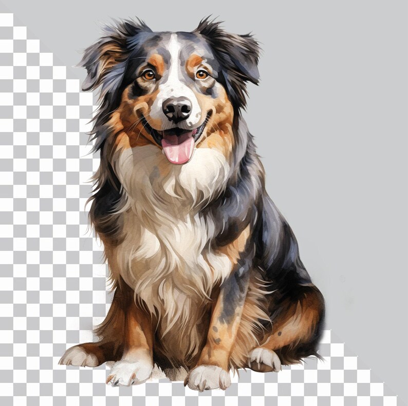 Australian Shepherd Clipart, Dog PNG, Cute Dog Prints, Junk Journals ...