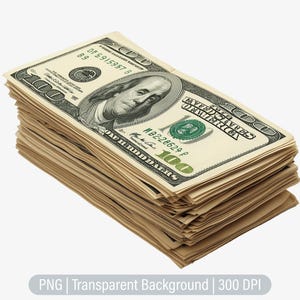 Money Stack Clipart, Money Dollar Bills PNG, Money Cash, Junk Journals, Scrapbooking, Sublimation Graphics, Transparent png, Art Prints