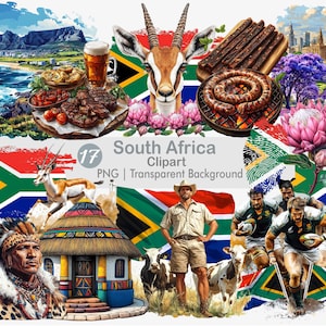 South Africa Clipart, Springboks Rugby PNG, Protea Flower, Braai, Biltong, Printable  Sublimation Graphics, Rainbow Nation, Cape Town, Zulu