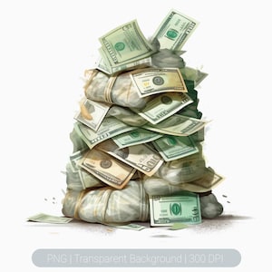 Money Dollar Bills Clipart, Money Stack Cash Png, Roll Of Money Png, Printable Sublimation Graphics, transparent background Wall Art Prints