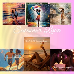 Un lot de cartes d'amour estival, cartes pour la personne que vous aimez, papeterie romantique, cartes d'amour personnalisées