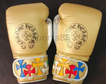 Luvas de Boxe Chrome Heart: Equipamento de Treinamento, Sparring e Luta em Couro de Vaca
