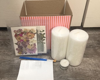 Candle Craft Kit – Date Night Box with Pressed Flowers – Romantic Couples Experience