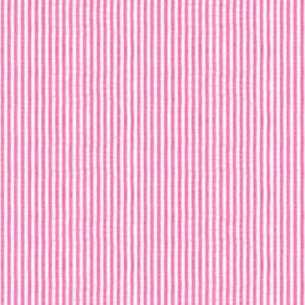 Hot Pink Seersucker Stripe Fabric by Robert Kaufman