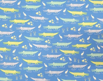 Alligators On Blue #2652 by Fabric Finders