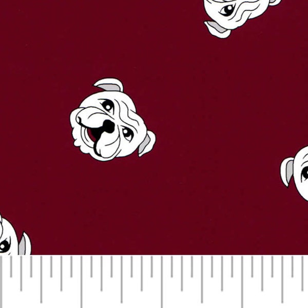 Fabric Finders Bulldog on Maroon Cotton