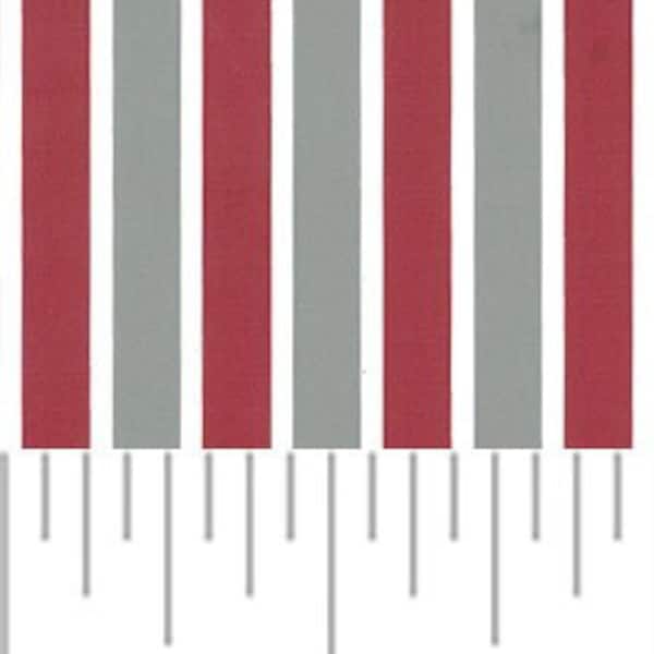 Red and Gray Stripe Fabric by Fabric Finders