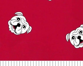 Fabric Finders Bulldog on Red Cotton