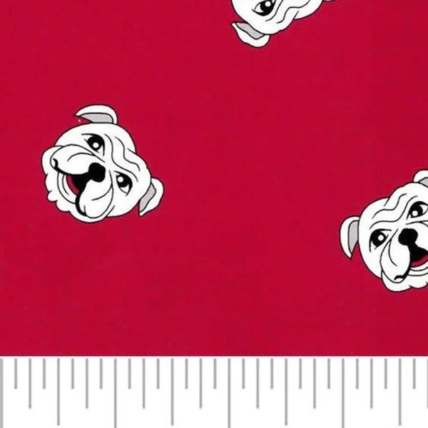 Fabric Finders Bulldog on Red Cotton