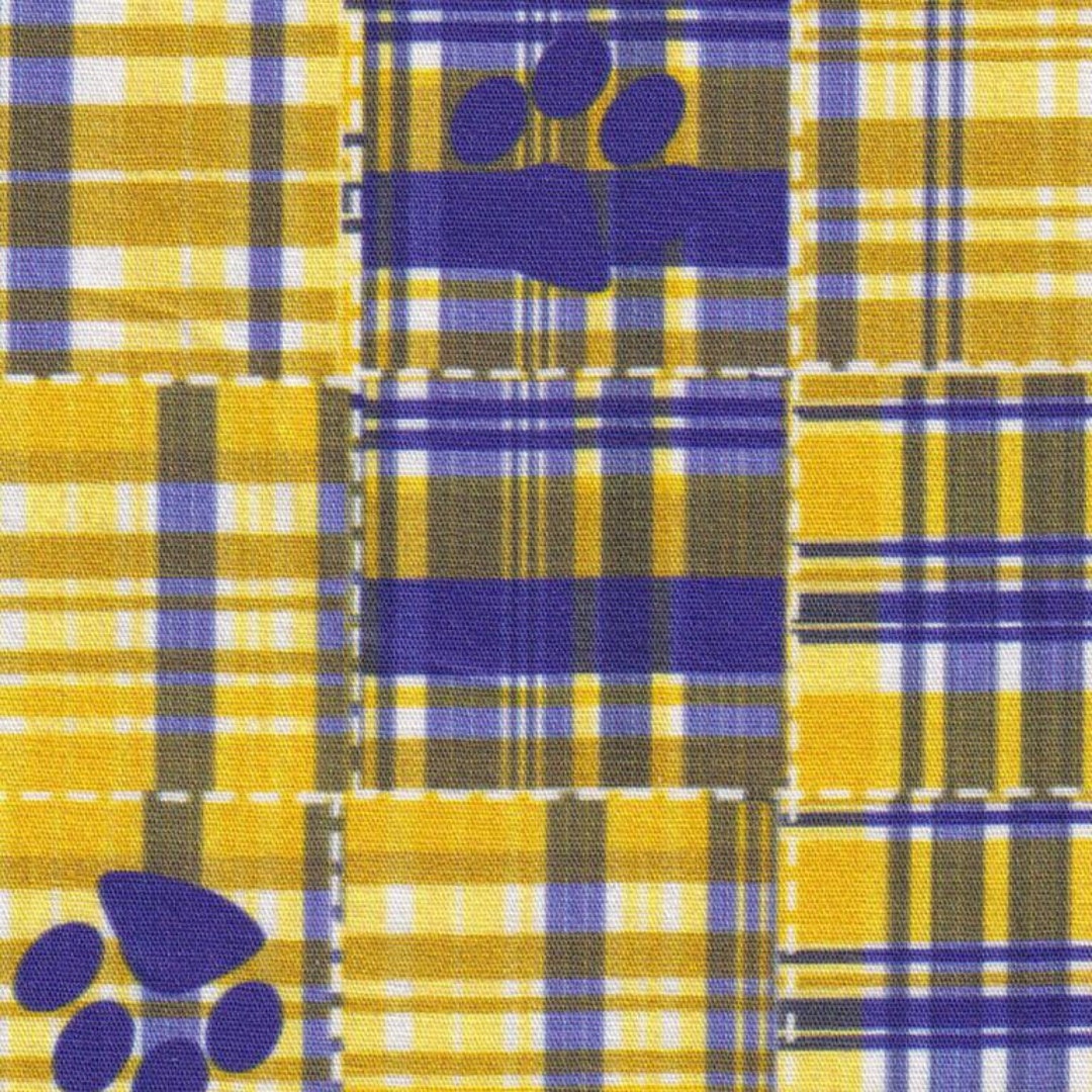 Paws on Purple and Gold Plaid Fabric by Fabric Finders Etsy