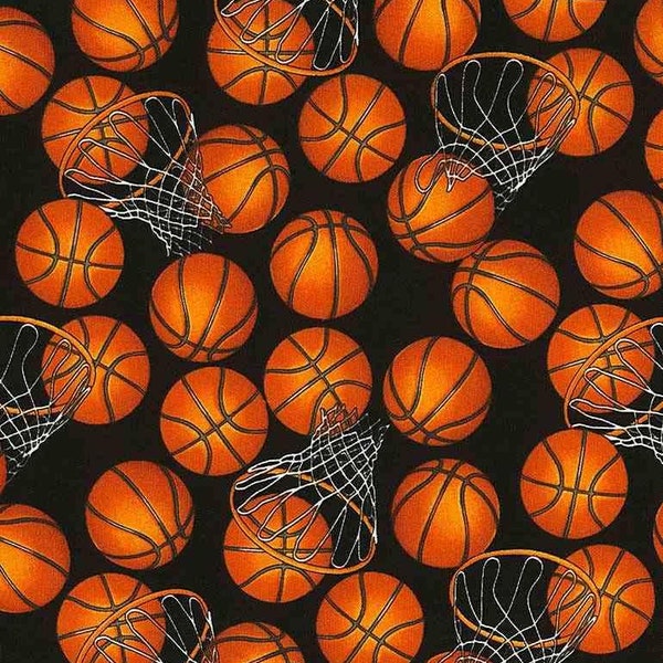 Basketballs and Hoops Fabric by Timeless Treasures