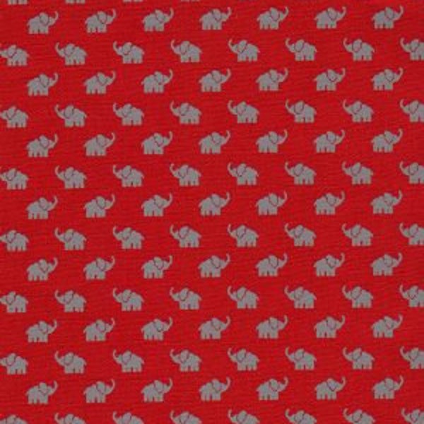 Mini éléphants gris sur tissu rouge par Fabric Finder