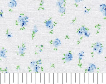 Blue and Green Floral Fabric by Fabric Finders