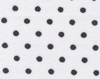 Tissu en coton à pois noirs sur fond blanc Fabric Finder