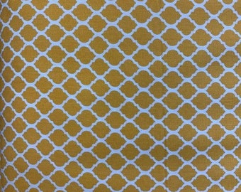 Gold Quatrefoil Cotton Fabric by Fabric Finders #1729