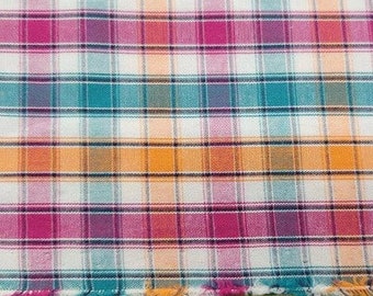 Fabric Finders Plaid Aqua, Pink, Orange