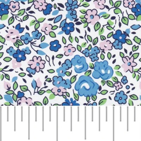 Blue and Pink Floral Fabric by Fabric Finders 2373